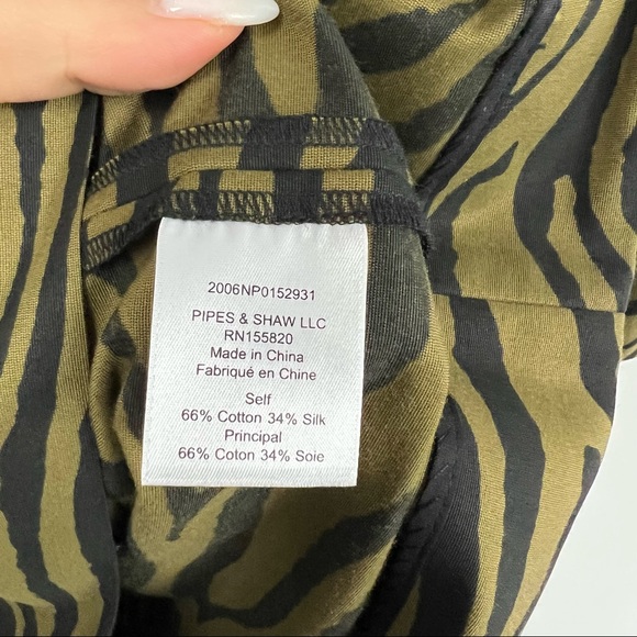 Veronica Beard Navi Zeabra print zipper cotton silk blend olive Dress Sz 4 NWT - Picture 12 of 16